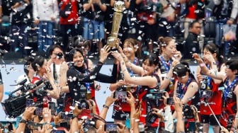 Potret Red Sparks Kalahkan Indonesia All Stars di Ajang Fun Volleyball 2024