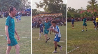 Presiden Jokowi Main Bola Bersama Anak 13 Tahun di Gorontalo