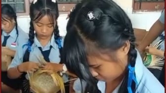 Siswa Sekolah di Bali Ini Mahir Membuat Seni Anyaman, Langka di Masa Kini