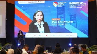 Country Manager International Media Support (IMS) Eva Damayanti saat acara Sumatera Media Summit (SMS) 2024 yang berlangsung di Hotel Aryaduta Palembang, Sumatera Selatan (Sumsel), Senin (6/5/2024). [Foto dok. Suara.com]