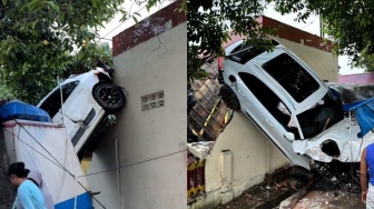 Detik-detik Porsche Tabrak Avanza hingga Tersangkut di Tembok Kantor Polrestabes Medan