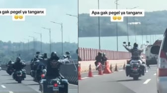 Viral! Pengendara Moge Masuk Jalur Mobil Jembatan Suramadu, Warganet Justru Bahas Aspalnya