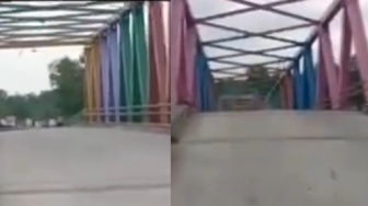 Ngeri! Detik-detik Jembatan Ambruk Viral, Netizen Bandingkan dengan Bangunan Belanda