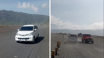 Lagi, Mobil Pribadi Masuk Kawasan Lautan Pasir Bromo, Warganet: Gimana Ini Pengawasannya