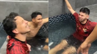 Semangat Menggelegar! Thom Haye hingga Calvin Verdonk Nyanyi Indonesia Raya saat Berendam Es