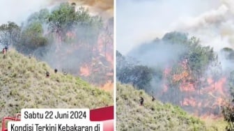 Sempat Padam, Api Kembali Membesar Membakar Kawasan Bromo