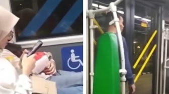 Aksi Selonjoran di Kursi Prioritas Transjakarta Viral, 2 Perempuan Muda Ini bikin Netizen Meradang