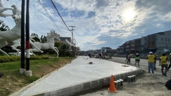 Proyek Penataan Jalan MT Haryono Dikebut, Pedestrian dan Median Jalan Dibangun untuk Kenyamanan Warga