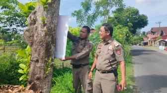 Satpol PP Tertibkan Spanduk di Pohon dan Tiang Listrik di Agam