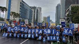 Gelar Aksi Jalan Santai Di CFD, Kopaja Desak Pemerintah Wujudkan Sekolah Bebas Biaya