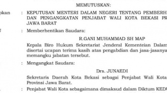 CEK FAKTA: Pj Wali Kota Bekasi Raden Gani Muhammad Diberhentikan, Benarkah?