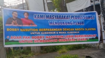 Spanduk Bobby Nasution-Nagita Slavina Beredar di Medan, Masyarakat: Hanya Gimmick