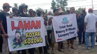 Mencium Gelagat Kotak Kosong, Ratusan Orang Demo di Kantor PDIP Lampung Timur, Ini Tuntutannya