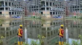 Momen Unik di IKN: Pekerja Konstruksi Manfaatkan Istirahat dengan Memancing di Tengah Proyek