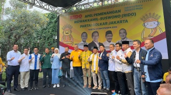 Kumpul Di Kantor DPD Golkar, Pasangan RIDO Bakal Naik Roda Dua Ke KPU DKI Untuk Ambil Nomor Urut