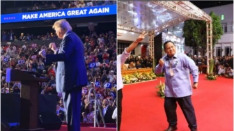 Viral Donald Trump Joget di Atas Panggung, Netizen Indonesia: Ngikut Prabowo Nih