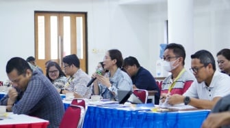 Suasana jalannya Workshop Kolaborasi Suara.com dan Universitas Atma Jaya Yogyakarta  di Auditorium Kampus 4 Gedung Bunda Teresa FISIP UAJY, pada Jumat (1/11/2024) dan Sabtu (2/11/2024). [Dokumen Suara.com]