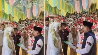 Viral Pengantin Dilantik Jadi Anggota KPPS di Atas Pelaminan Bikin Heboh