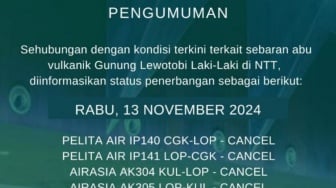 Dua Rute Penerbangan di Bandara Lombok Dibatalkan Dampak Erupsi Gunung Lewotobi