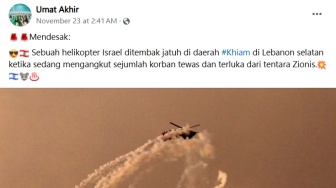 Cek Fakta: Helikopter Israel Ditembak Jatuh di Lebanon