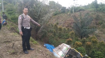Ngeri! Rem Blong, Truk Hino Terjun ke Jurang Usai Tabrak Vios di Lampung Barat