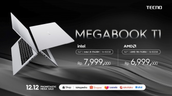 Laptop Tecno Megabook T1 Versi Prosesor Baru Rilis ke RI, Harga Mulai Rp 7 Jutaan