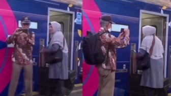 Momen Romantis Kekek dan Nenek di Stasiun Kereta Bikin Publik Baper