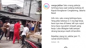 Kaca Besar Jatuh Timpa Pekerja di Cengkareng Jakbar, Kondisi Korban Terkini Bikin Lega