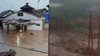 Banjir Kepung Bandar Lampung! Jembatan Gantung Sumur Putri Ambruk