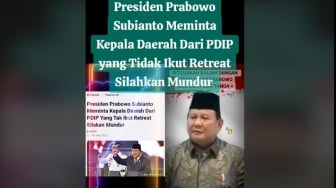 Cek Fakta: Presiden Prabowo Subianto Meminta Kepala Daerah dari PDIP yang Tak Ikut Retreat untuk Mundur