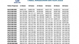 Tabel Angsuran KUR BRI 2025 Terbaru, Bunga Rendah Plafon Tinggi sampai Ratusan Juta