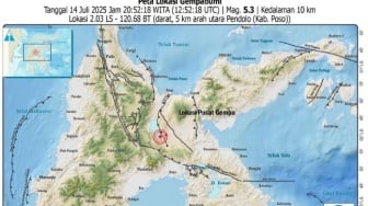 Aktivitas Sesar Poso Picu Gempa M5.0 di Sulawesi Tengah, BMKG Minta Warga Tetap Tenang