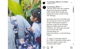 Viral! Perjuangan Gadis Kecil di Semarang Susuri Bantaran Sungai, Akses Jalan Diduga Ditutup