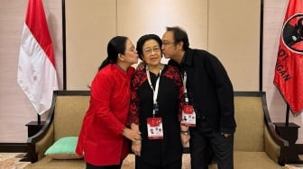 Momen Hangat di Tengah Kongres PDIP: Puan dan Prananda Kompak Cium Pipi Megawati