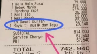 Struk Aneh! Ada Item 'Royalti Musik dan Lagu', Konsumen yang Bayar?