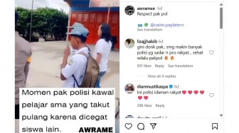 Viral! Polisi Kawal Pelajar SMA yang Takut Pulang, Aksinya Banjir Pujian Netizen