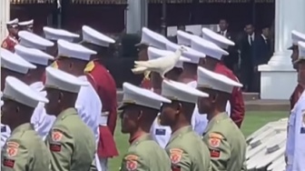 Momen Langka Upacara HUT ke-80 RI di Istana, Merpati Putih Ikut di Atas Topi Pasukan