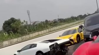 Lamborghini Ringsek Usai Konvoi 'Kebut-kebutan', Warganet: Orang Kaya Lagi Rayakan Kemerdekaan