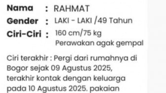 Heboh! Bantu Temukan Rahmat Ajiguna yang Dilaporkan Hilang, Ciri-cirinya Unik dan Mudah Dikenali
