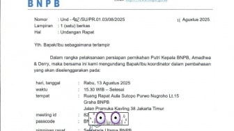 Heboh Surat Rapat Persiapan Nikahan Putri Kepala BNPB Berkop Resmi, Ini Klarifikasinya