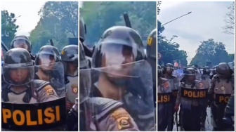 Saat Pendemo Bertemu Teman Polisinya yang Sedang Berjaga, Dipanggil Auto Nyengir
