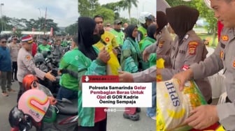 Aksi Sosial atau Strategi? Warganet Ramai Tanggapi Polisi Samarinda Bagi-bagi Beras ke Ojol