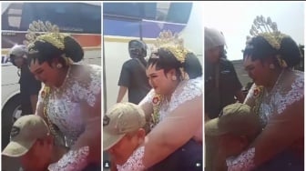 Momen Pengantin Gemoy Digendong Menyeberangi Jembatan Viral, Tradisi Tolak Bala Penuh Perjuangan