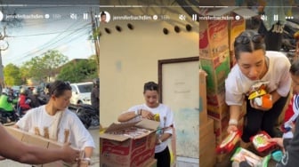 Jennifer Bachdim Ajarkan Anak Berbagi saat Banjir Bali, Aksinya Banjir Pujian!