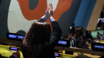 Suasana Sidang Umum Perserikatan Bangsa-Bangsa ke-80 di Markas Besar PBB di New York, Amerika Serikat, Selasa (23/9/2025). [Handout/Sekretariat Presiden]