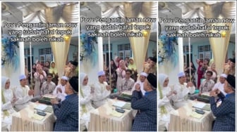 Viral! Ijab Kabul Anti Tegang, Pengantin Ini Malah Tepuk Sakinah Bareng Penghulu