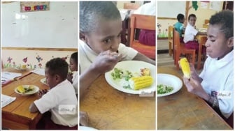 Momen Makan Sehat Penuh Gizi di Tanah Papua Tuai Pujian, Sentil Polemik MBG