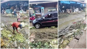 Puncak Kekecewaan Pedagang di Pasar Induk Tanah Tinggi, Jalanan Becek dan Dipenuhi Sayuran Busuk