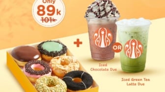 Promo JCO: 6 Donat Bebas Pilih Ditambah Es Cokelat atau Green Tea Latte Harga Spesial