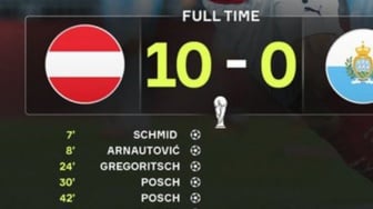 Pembantaian! Austria Bantai San Marino 10-0 dan Denmark Lumat Belarusia di Kualifikasi Piala Dunia